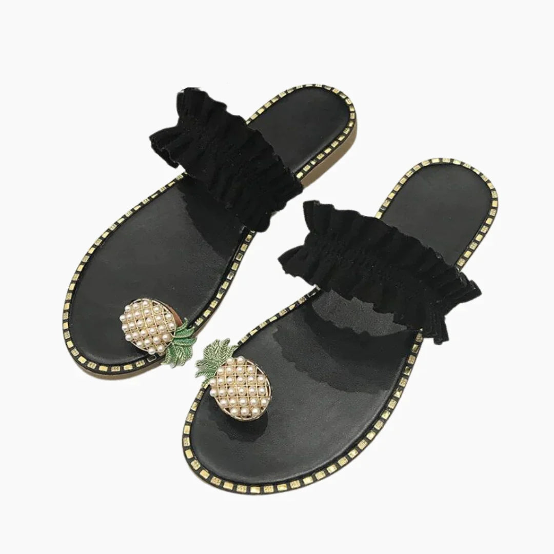 Livia - Ruffled sandals with pineapple detail