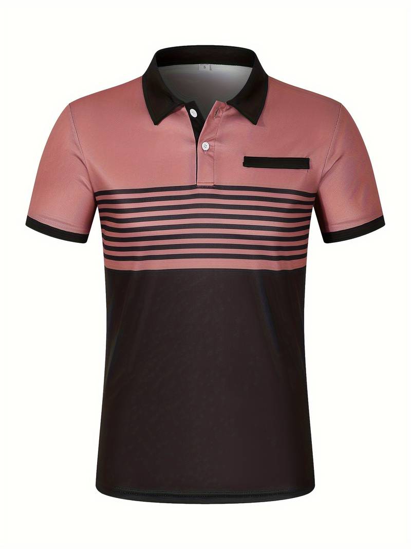 Leon - Casual Short Sleeve Striped Polo Shirt For Men