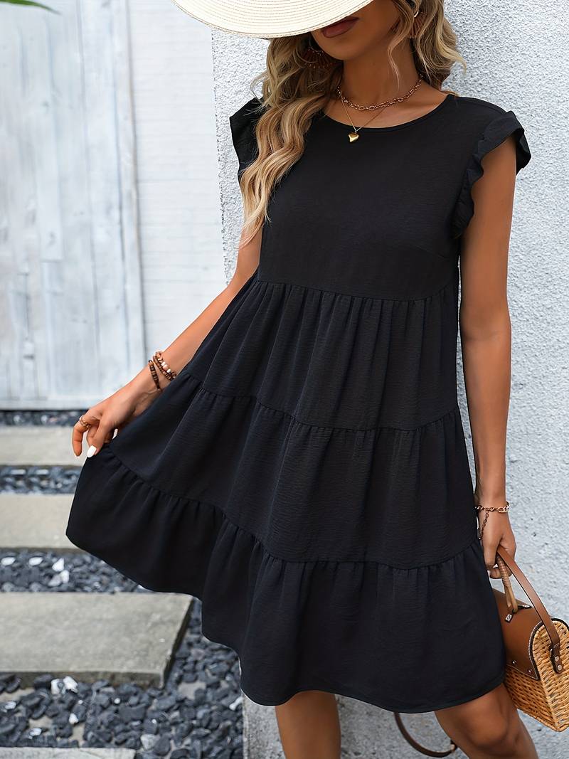 Abriana - Ruffled sleeves Versatile dress