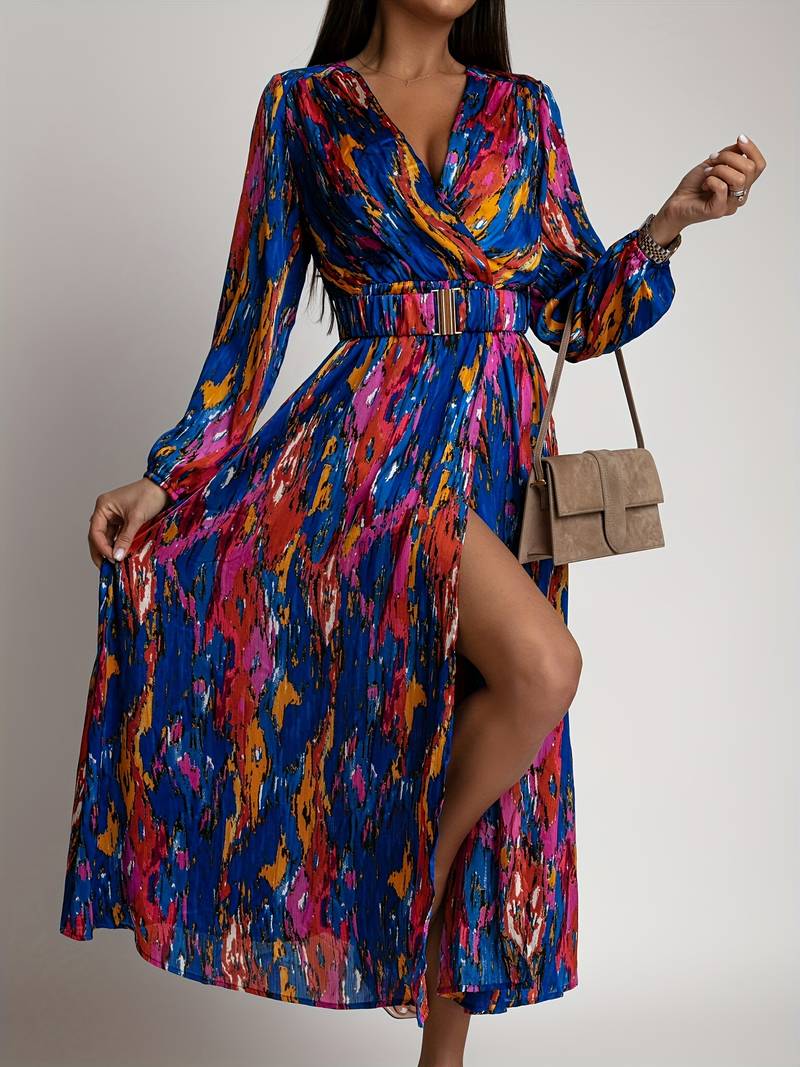 Yenifer - Abstract dress with wrap neckline