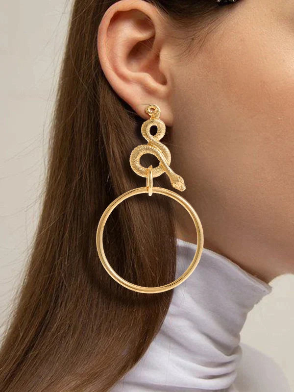 Circle Geometric Snake Earrings