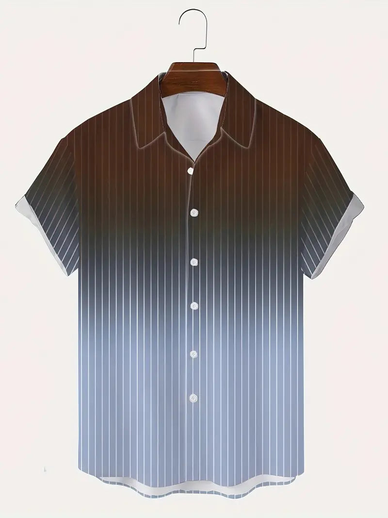 Christopher men's short sleeve gradient striped button down shirt for spring/summer