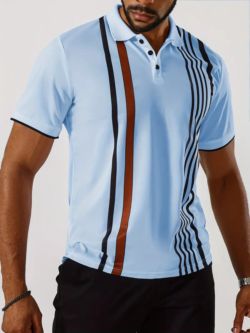 Michael t-shirt with retro vertical stripe pattern