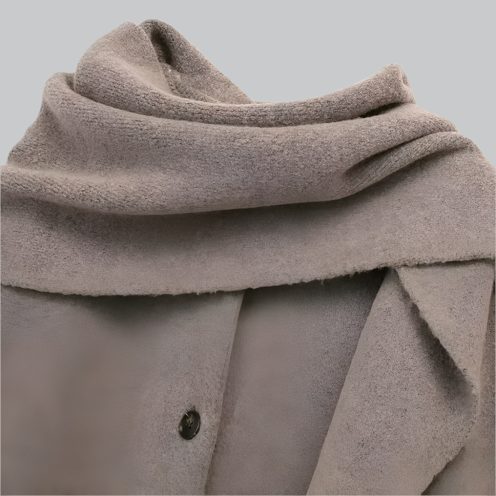 Elegant slim-fit scarf collar jacket for women