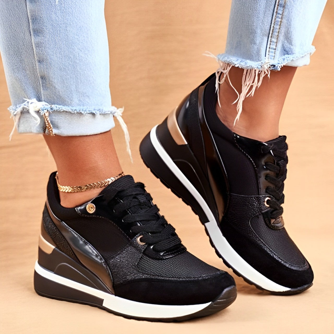 Kristine - Vulcanising lace-up wedge sneakers