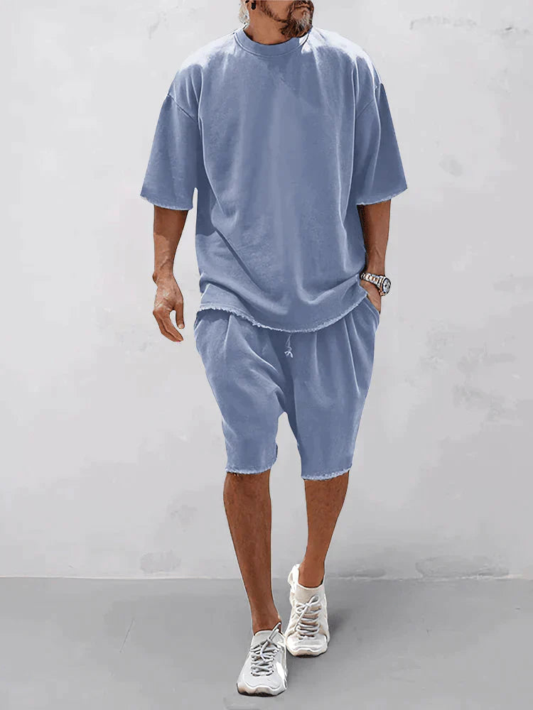 Loose shirt and shorts tracksuit for men