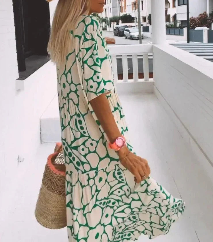 Samantha - green maxi dress with short sleeves