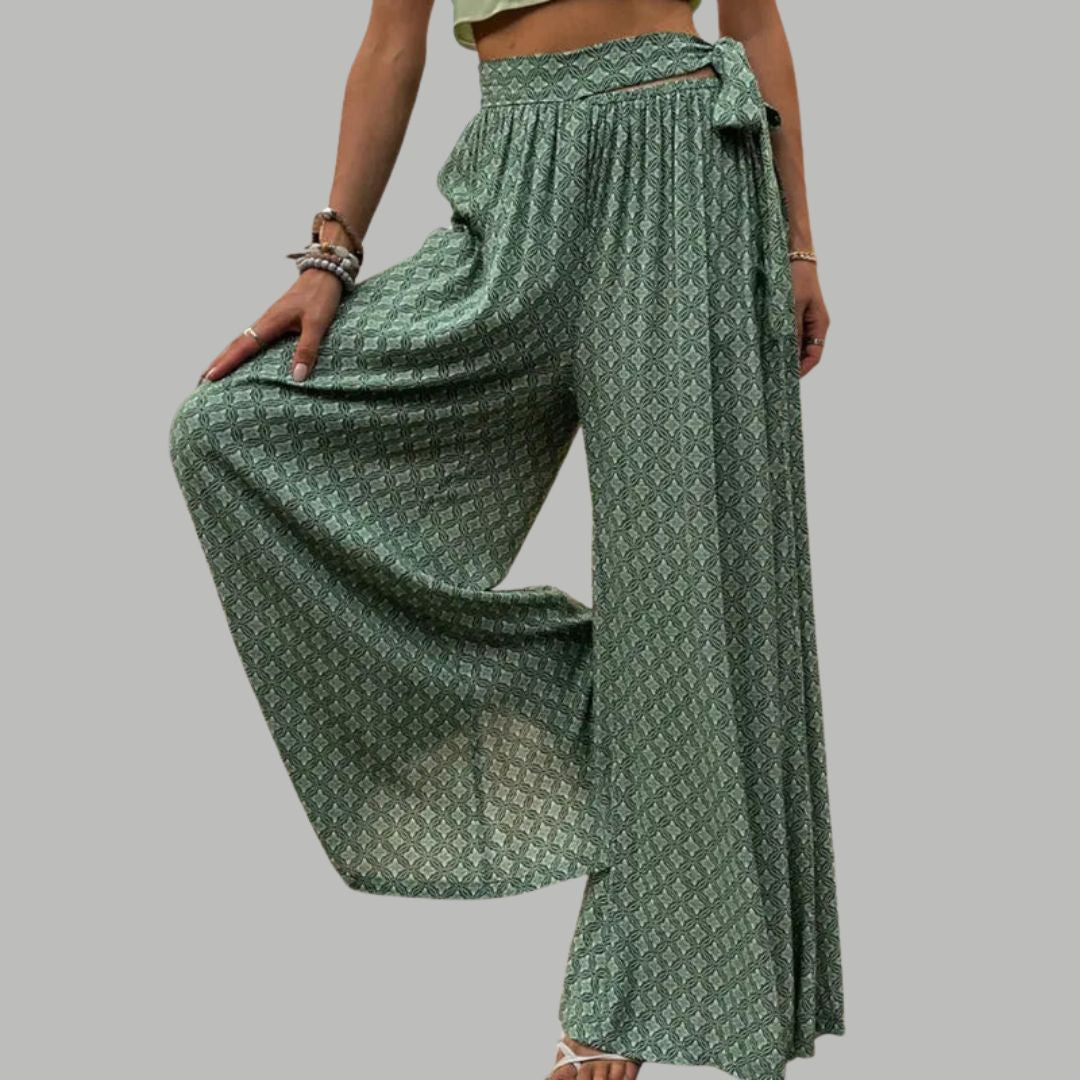 Sophia - High-waisted wide trousers with print pattern