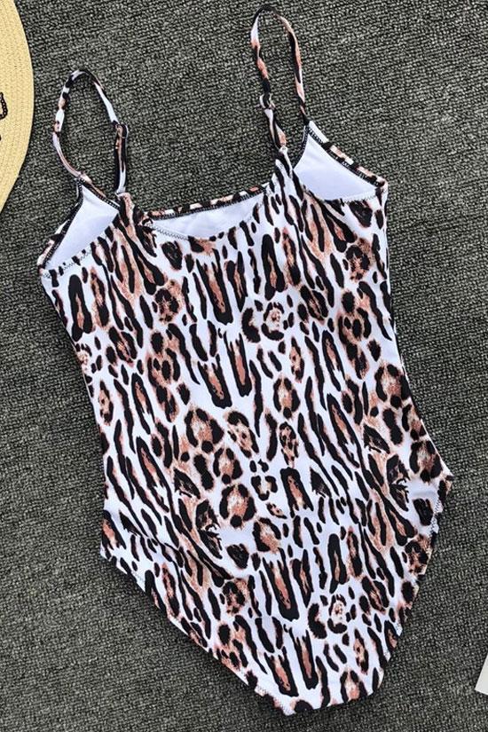 Sexy Leopard High Leg Scoop Neck One Piece Swimsuit