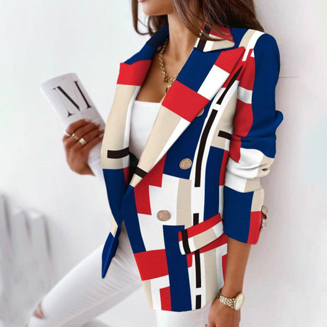 Double breasted printed blazer for women