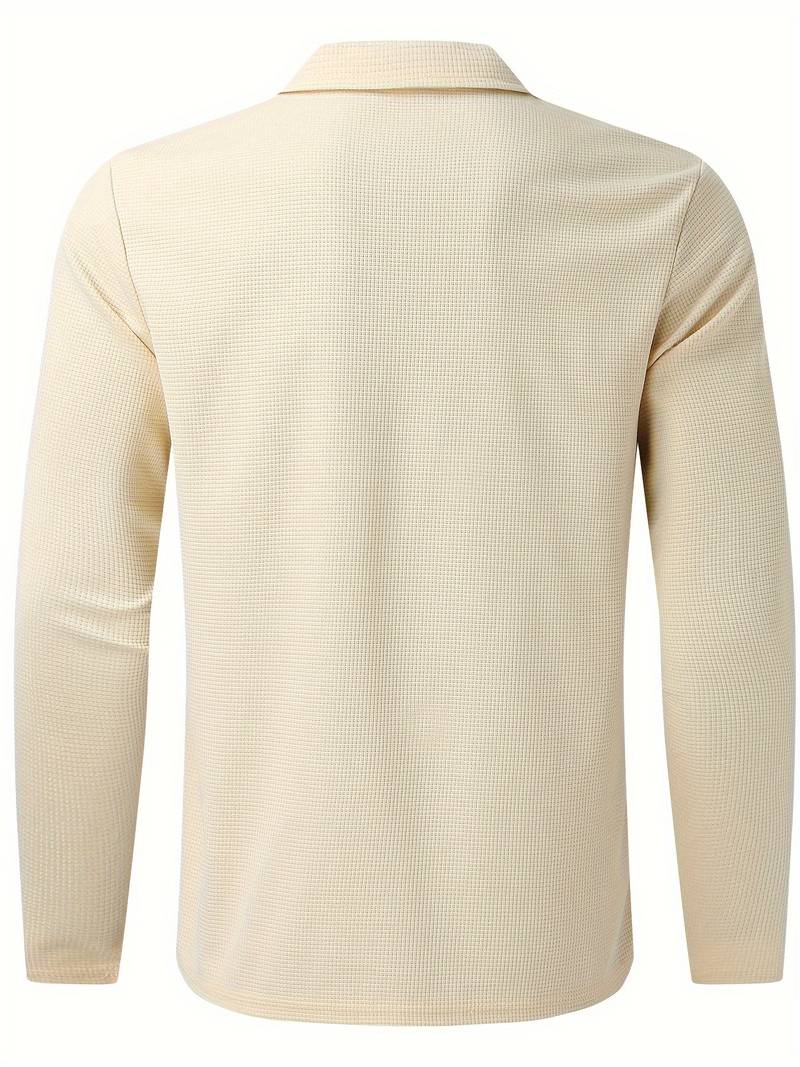 Alex casual long sleeve v-neck waffle shirt