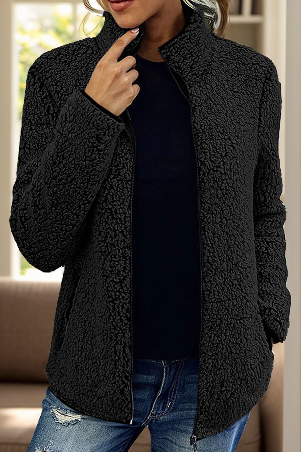 Cosy cashmere zip jacket for women
