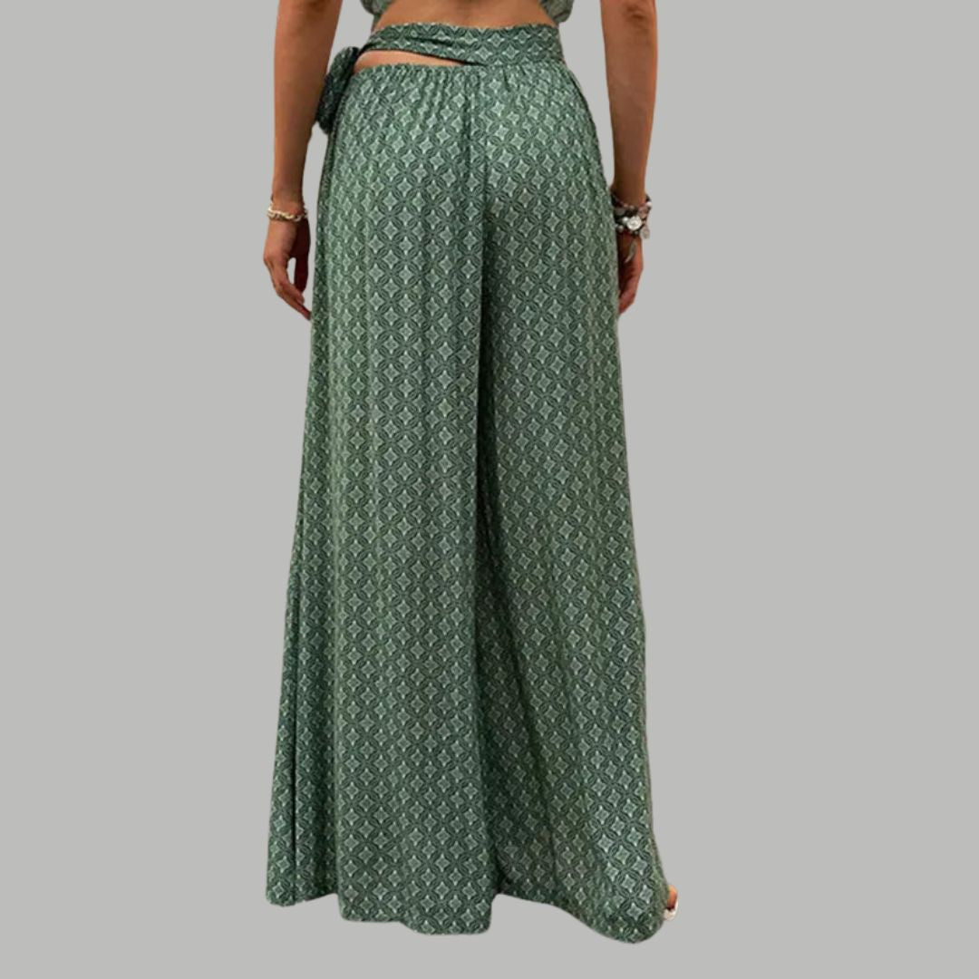 Sophia - High-waisted wide trousers with print pattern