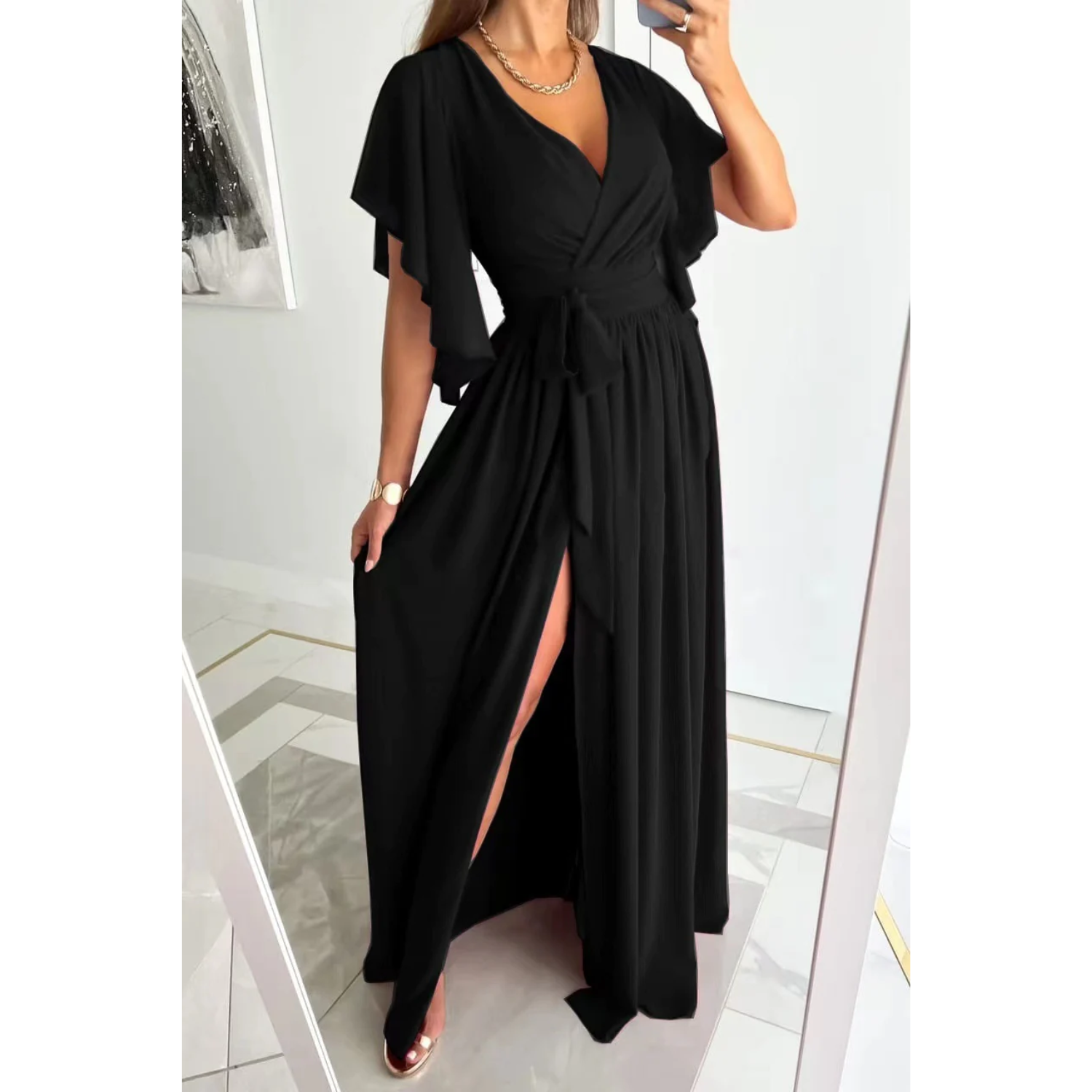 Trina - Elegant Dress with Ruffle Sleeve