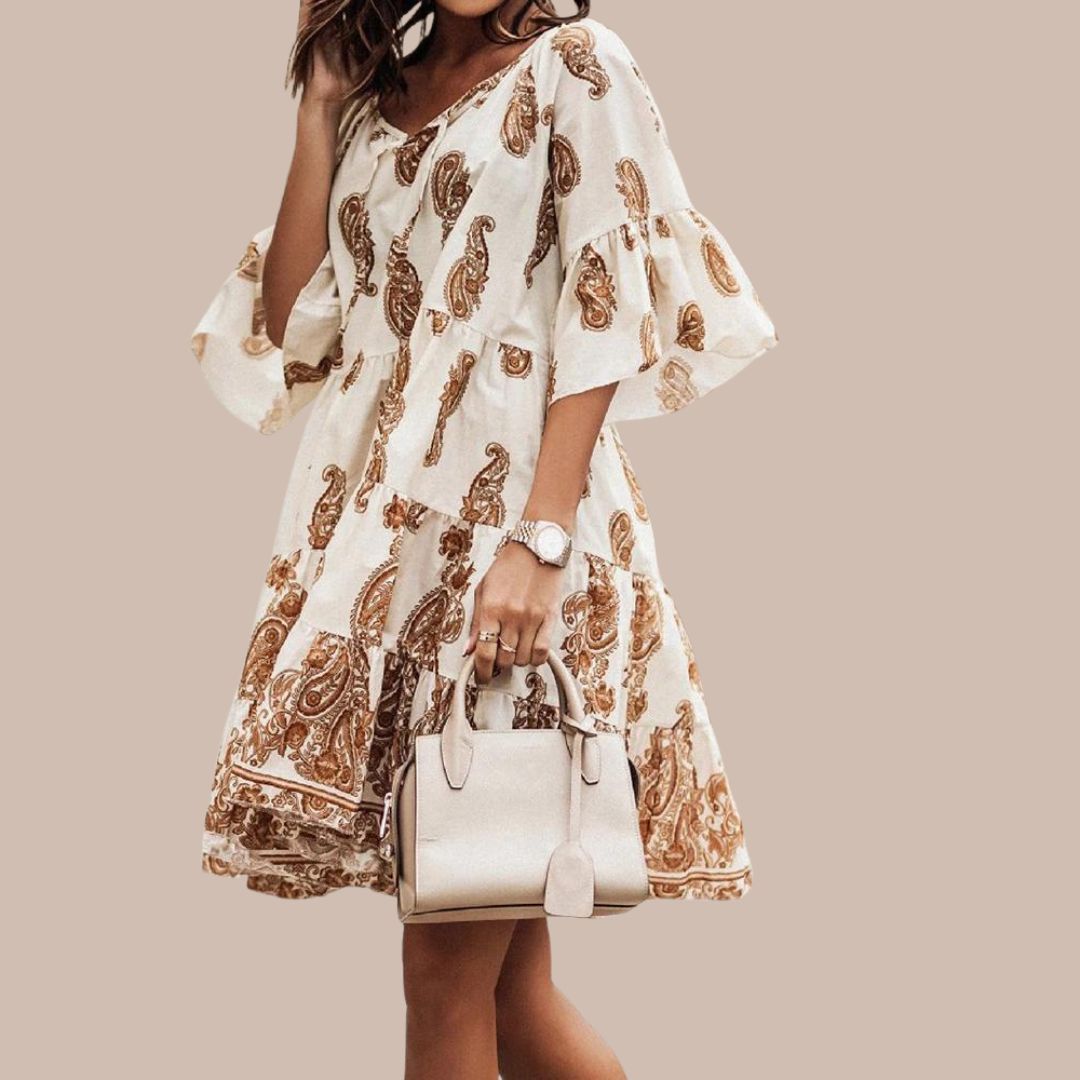 Alexa - Boho dress with paisley print and flounce sleeves