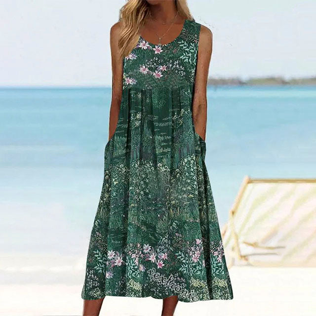 Wanika - Green dress with floral print