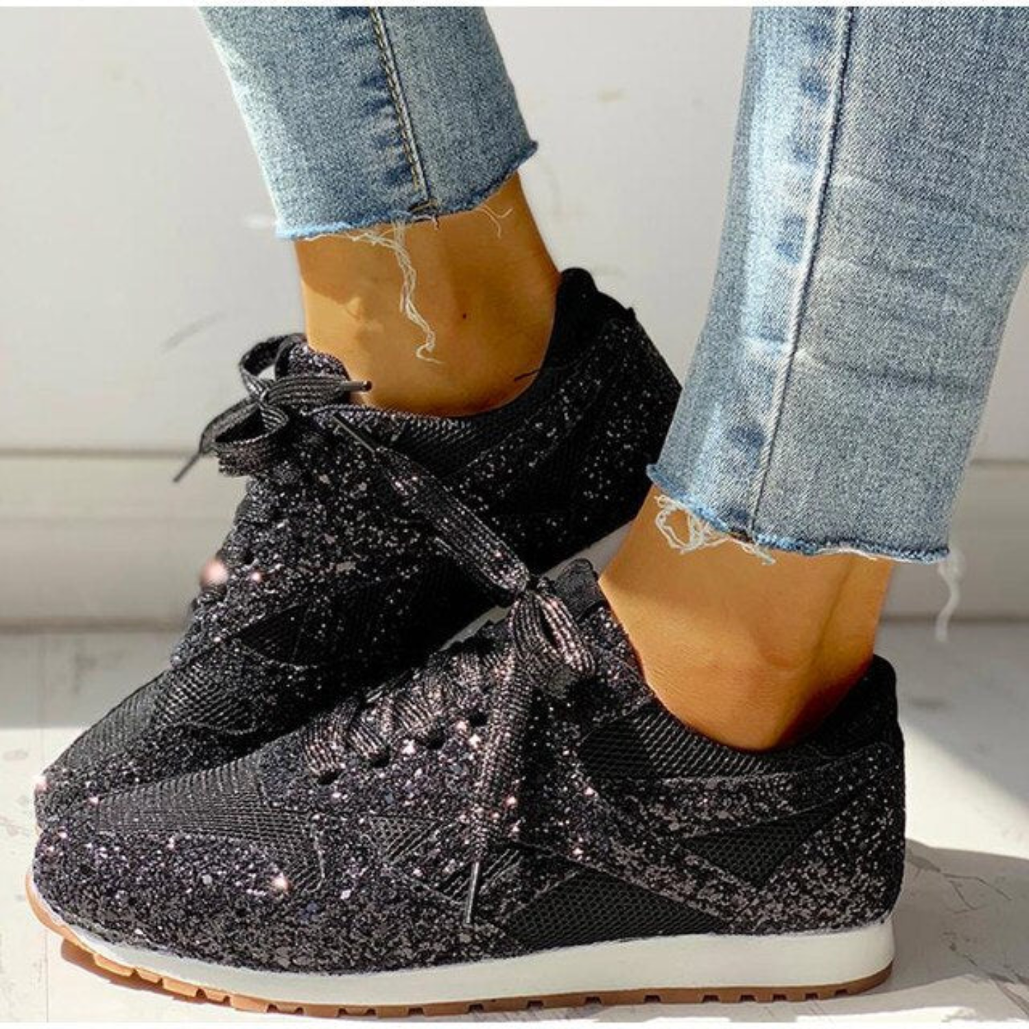 Jane - Glitter Mesh Athletic Shoes