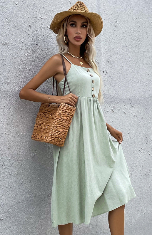 Slim-fit linen dress