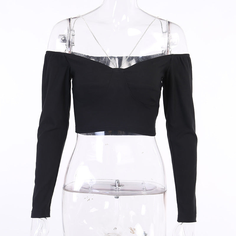 Trendsetting Stitching Diamond One Shoulder Blouse Women