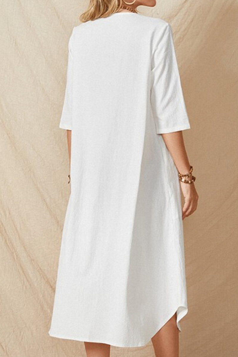 Selena - casual round neck dress with pockets