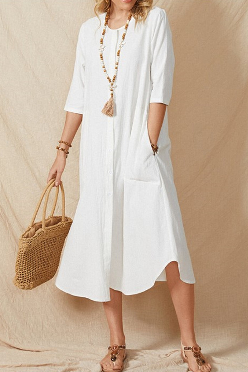 Selena - casual round neck dress with pockets