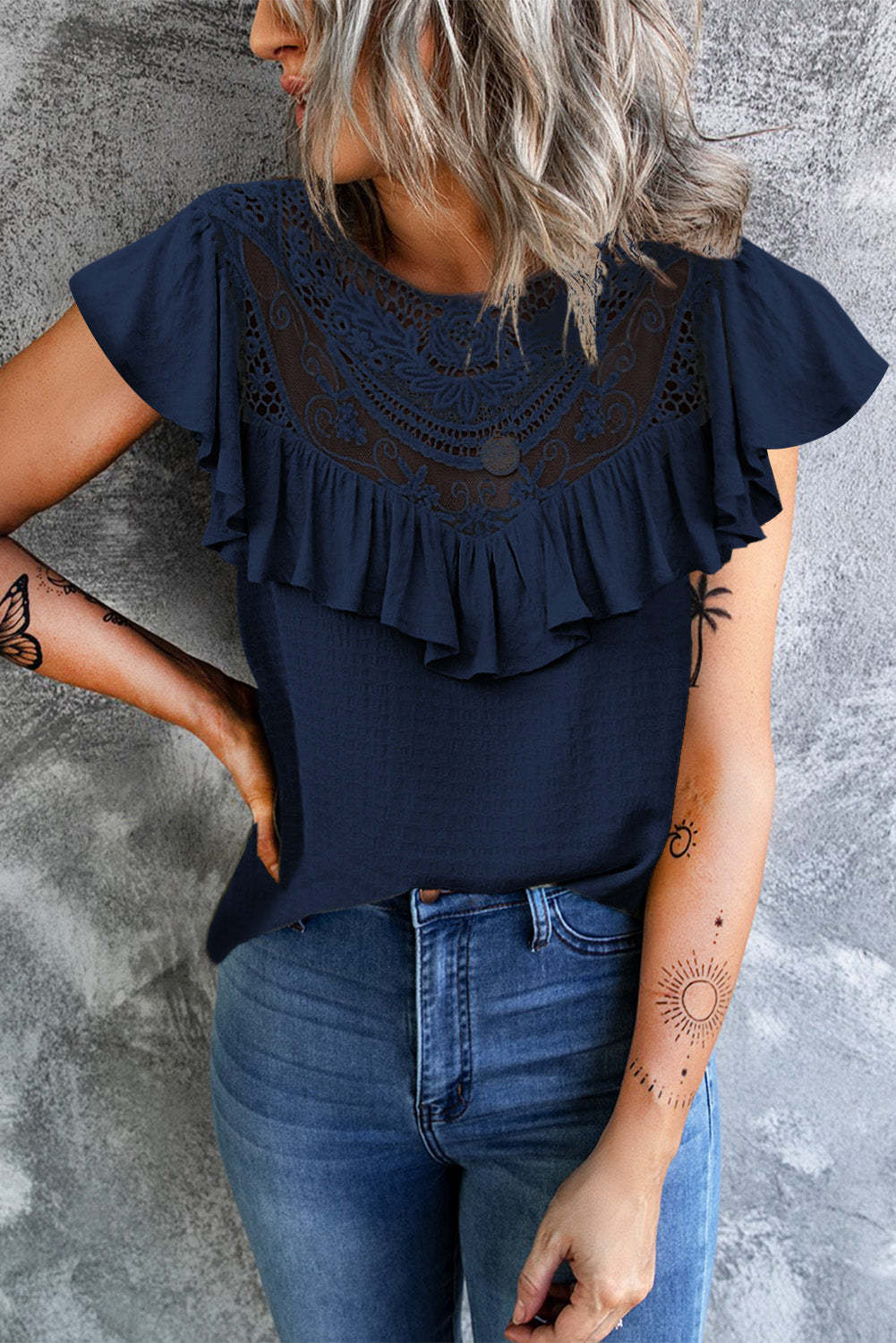 Alita - ruffled lace top for women