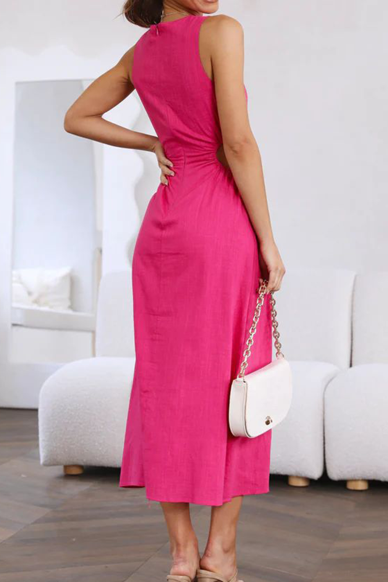 Sandra - hollowed out waist dress with high slit