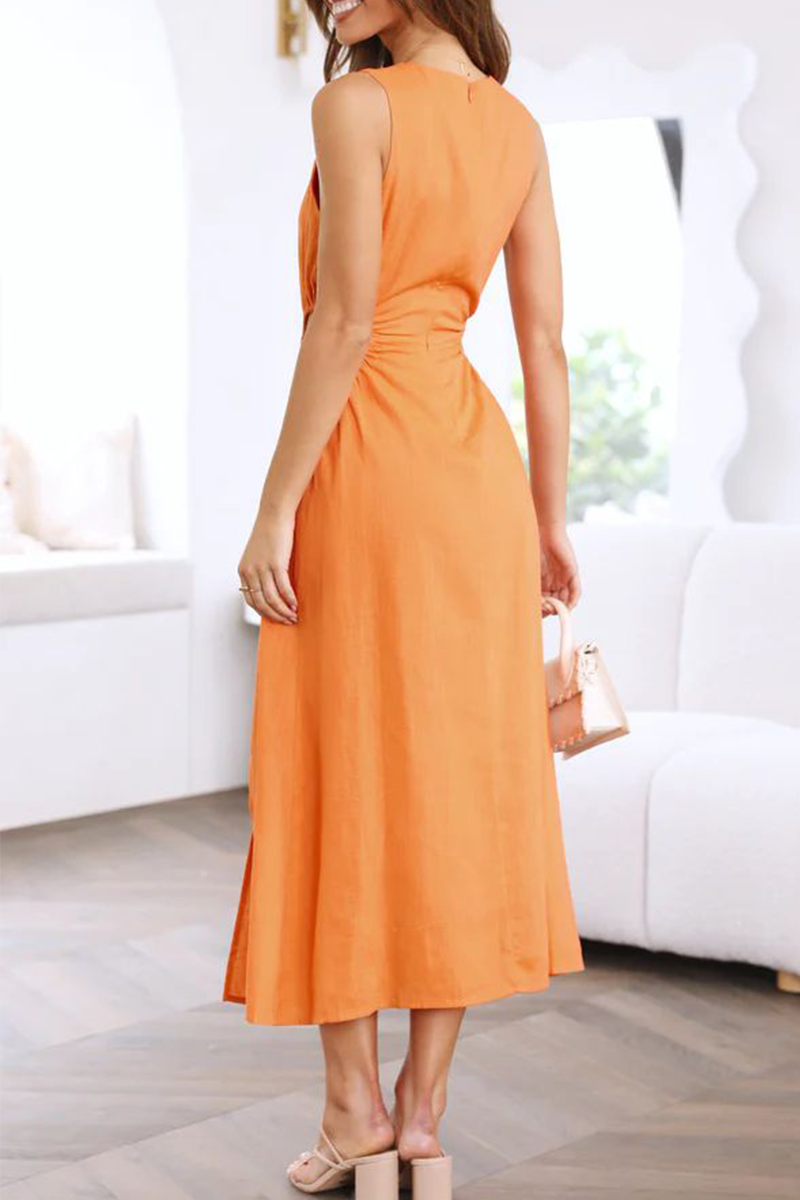 Sandra - hollowed out waist dress with high slit