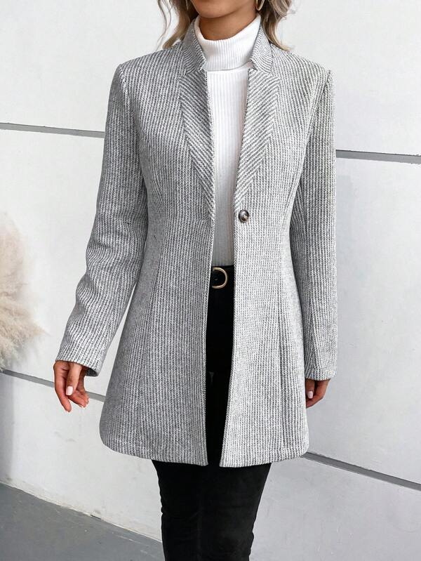 Women's Tailored Blazer - Slim Fit - Textured Jacquard - Single Button Closure