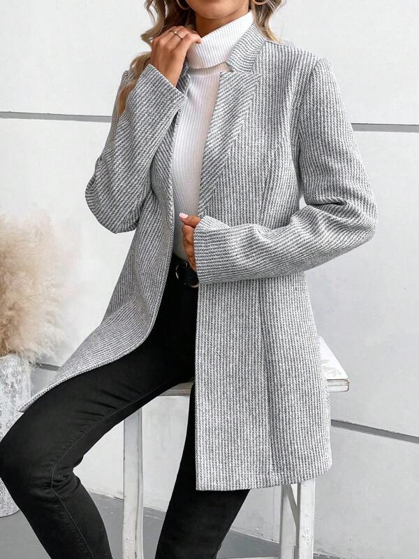 Women's Tailored Blazer - Slim Fit - Textured Jacquard - Single Button Closure