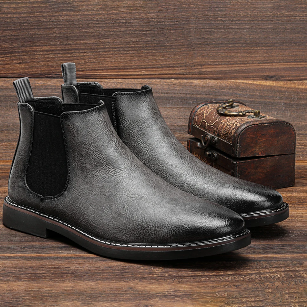 Glossy leather chelsea boots for men