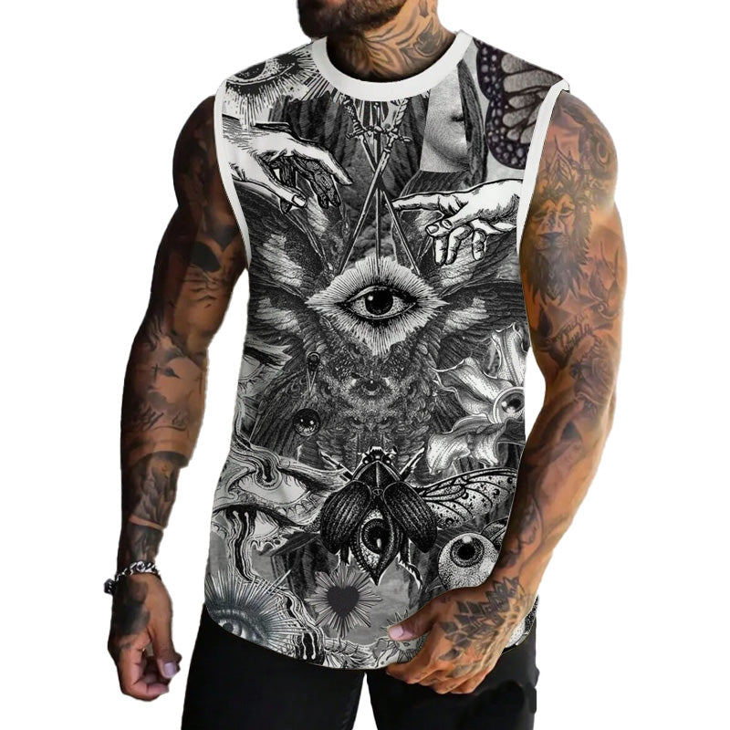 MEN'S BASIC PRINTED ROUND NECK VEST 26463538YM