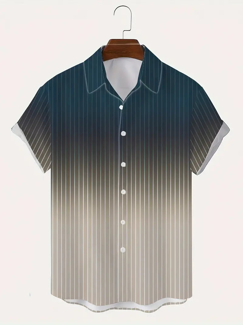 Christopher men's short sleeve gradient striped button down shirt for spring/summer