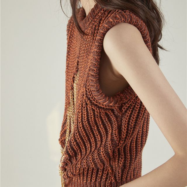 Knitted waistcoat with chain embellishment