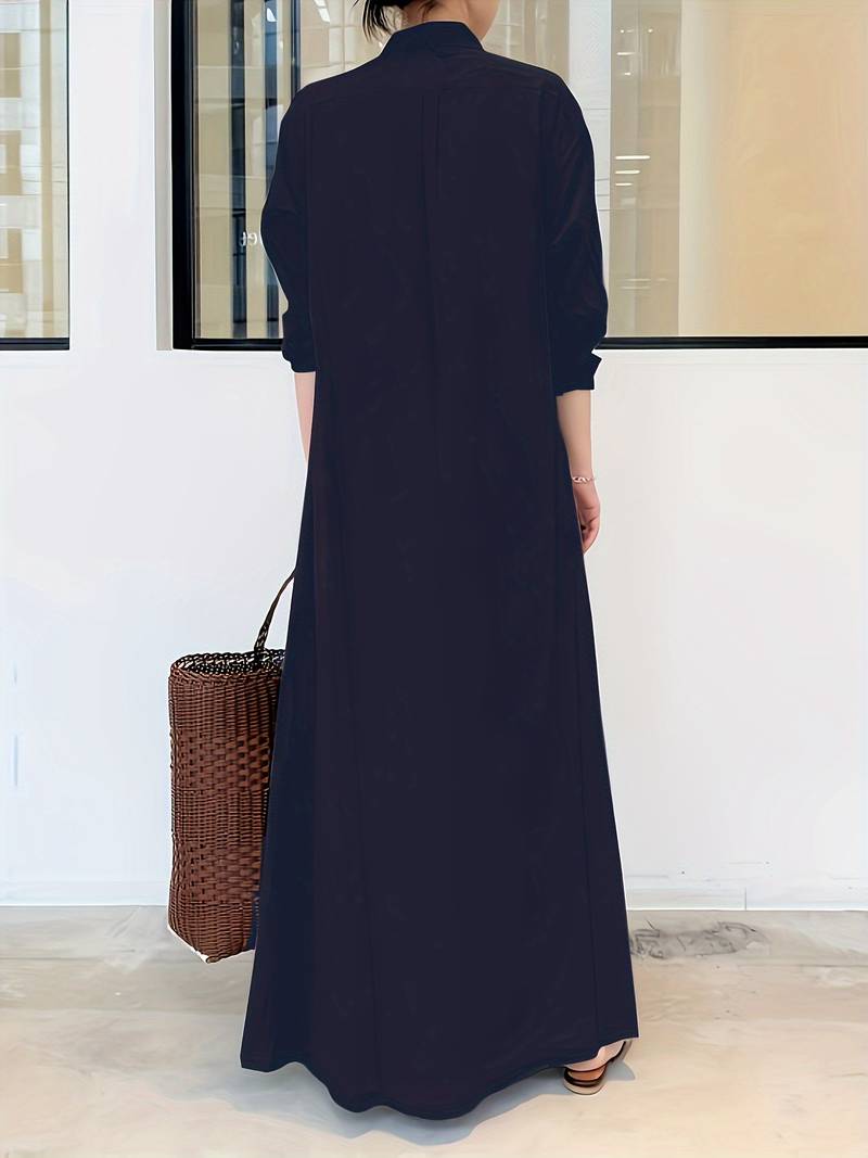Janel - Single-coloured kaftan dress with button fastening