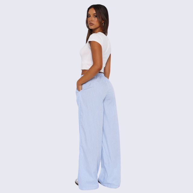 Savannah - Striped palazzo trousers with wide leg