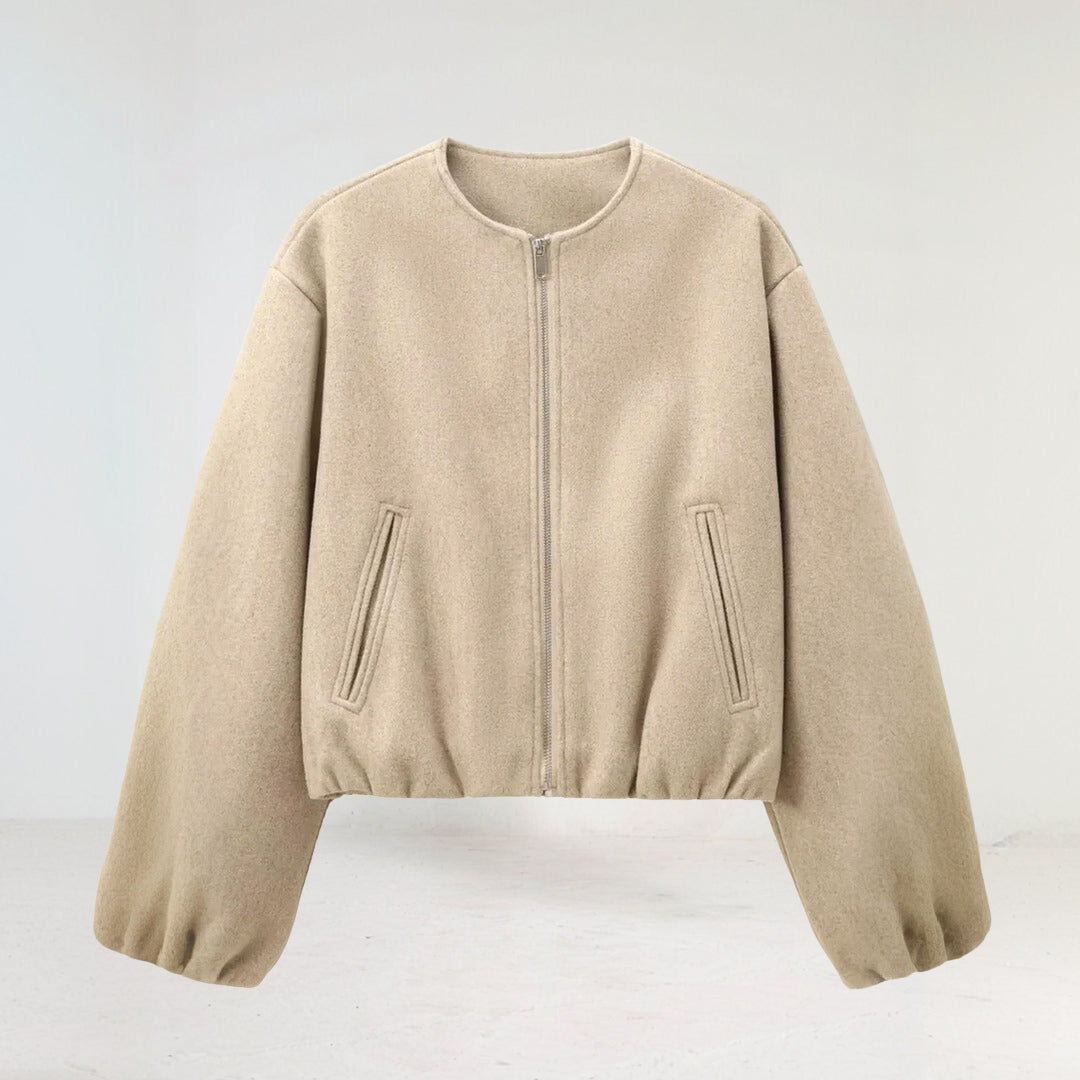 Soft cropped bomber jacket for women