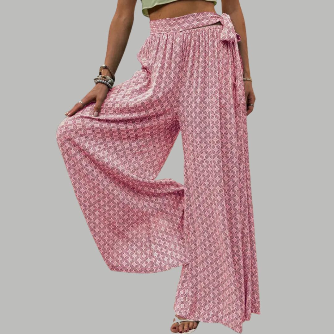 Sophia - High-waisted wide trousers with print pattern