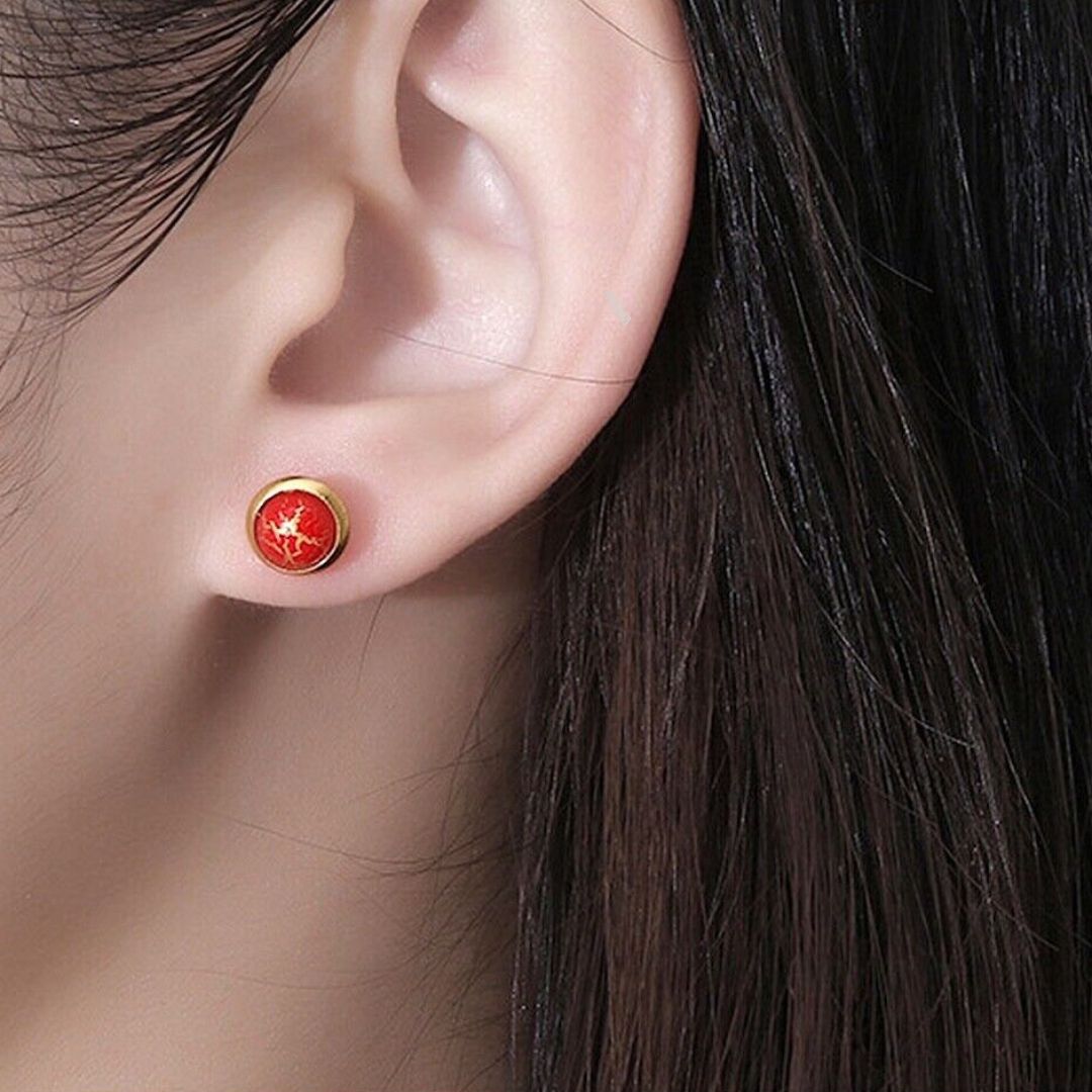 Aria - Elegant round cabochon stud earrings