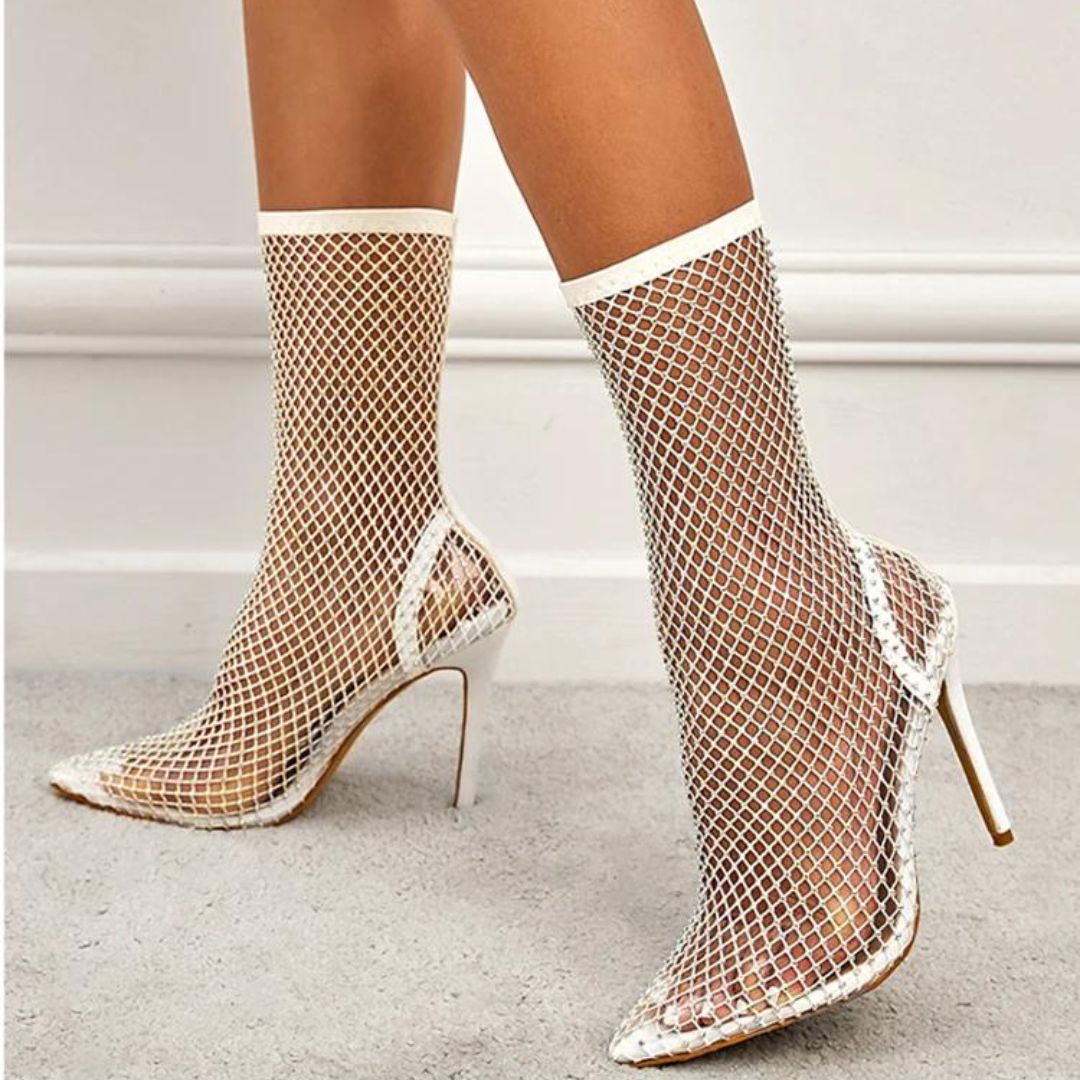 Anastasia - Mesh ankle boots with rhinestone embellishment