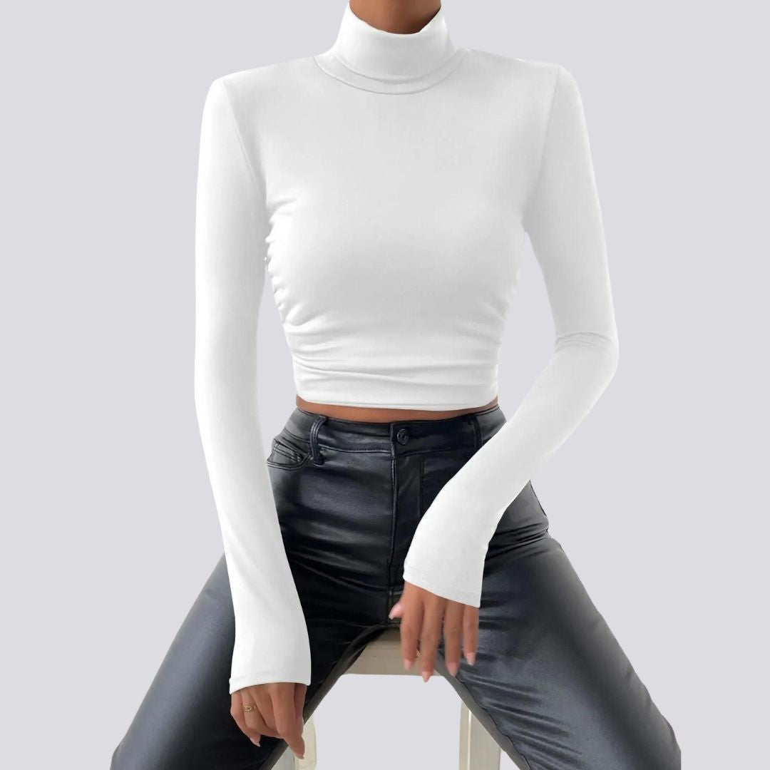 Selena - Elegant long-sleeved crop top with turtleneck