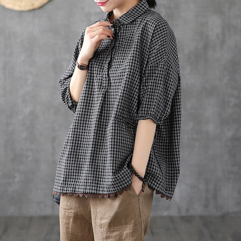 Short-sleeved button blouses