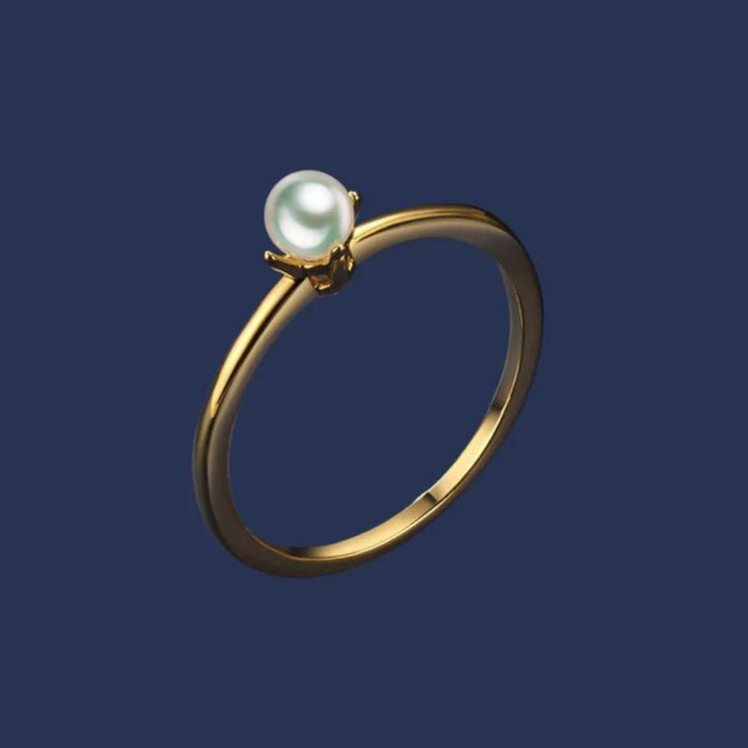 Luna - Minimalist gold ring with solitaire pearl