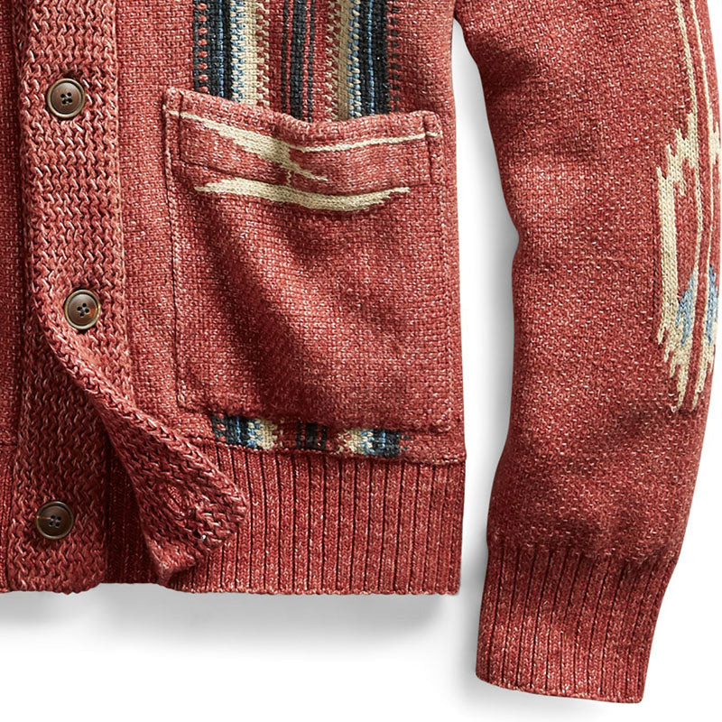 Vintage-inspired jacquard cardigan for men