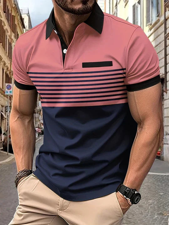 Louis｜stripe summer polo for men