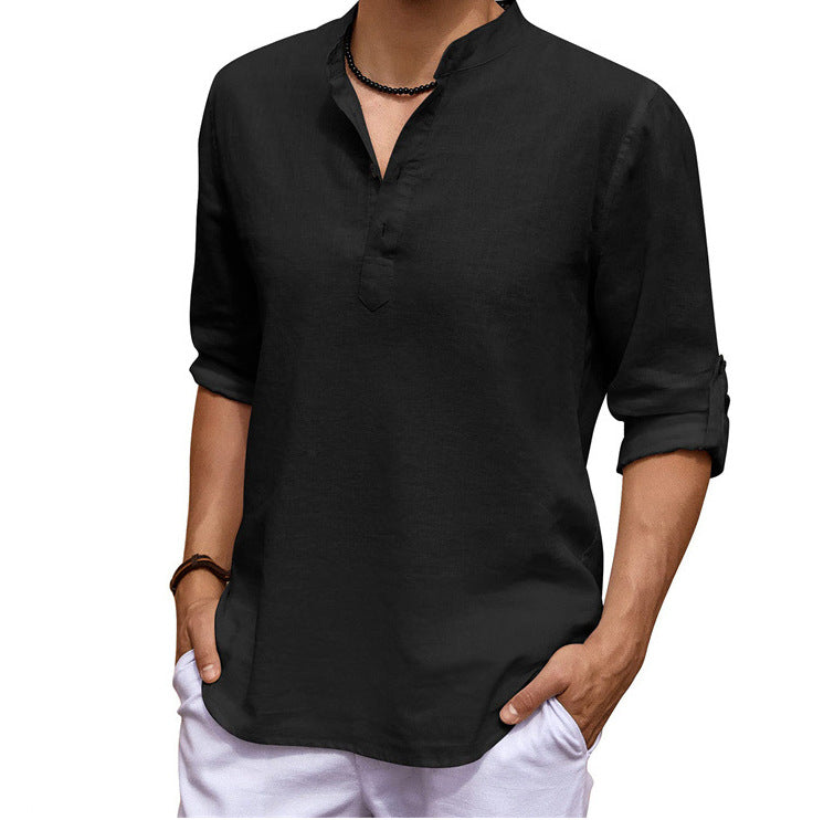 Dorian - Casual long-sleeved shirt for men in cotton and linen