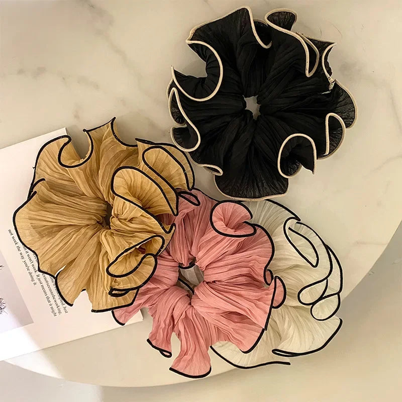 Stella - Folded chiffon hair ties with contrasting edge