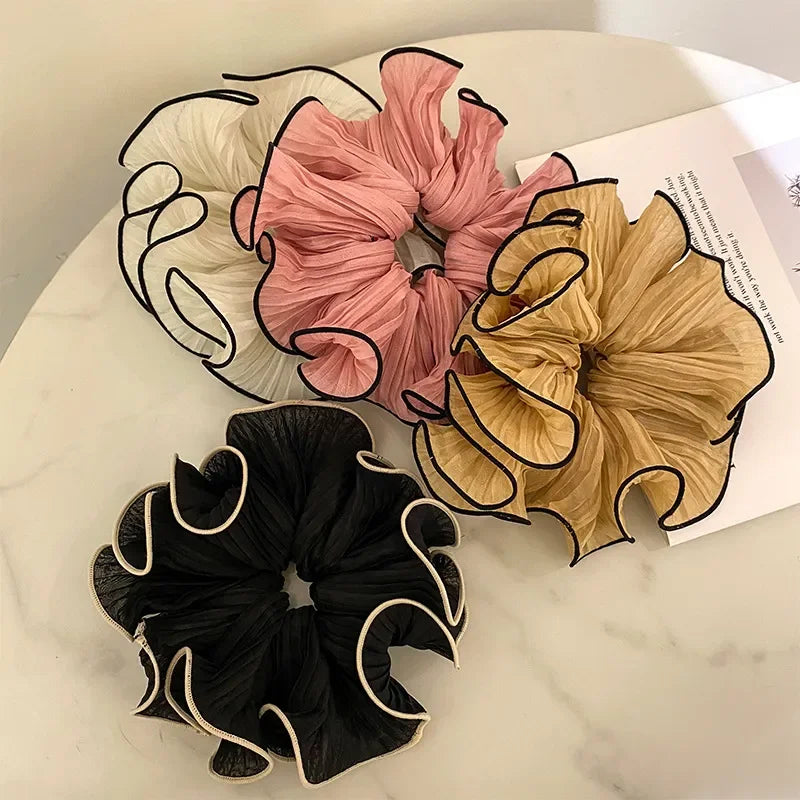 Stella - Folded chiffon hair ties with contrasting edge