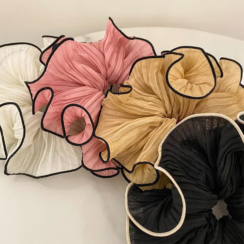 Stella - Folded chiffon hair ties with contrasting edge