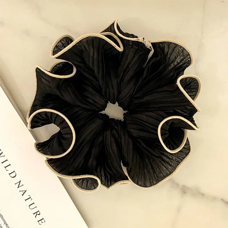 Stella - Folded chiffon hair ties with contrasting edge